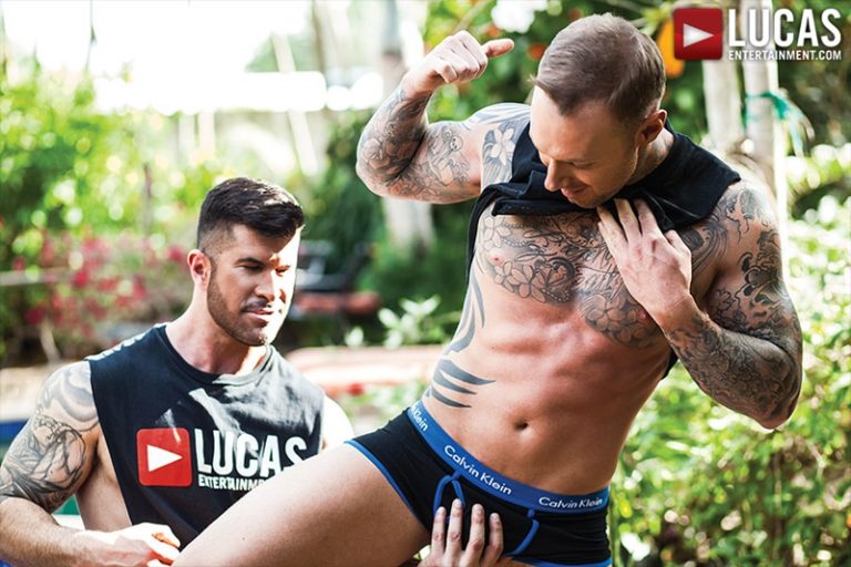 LucasEntertainment Adam Killian fucking naked muscle man Dylan James muscled jocks sucking eats big porn star cock butt hole fucking 001 gay porn video porno nude movies pics porn star sex photo 768x512 - Dylan James is already on his knees sucking on Adam Killian’s fat cock